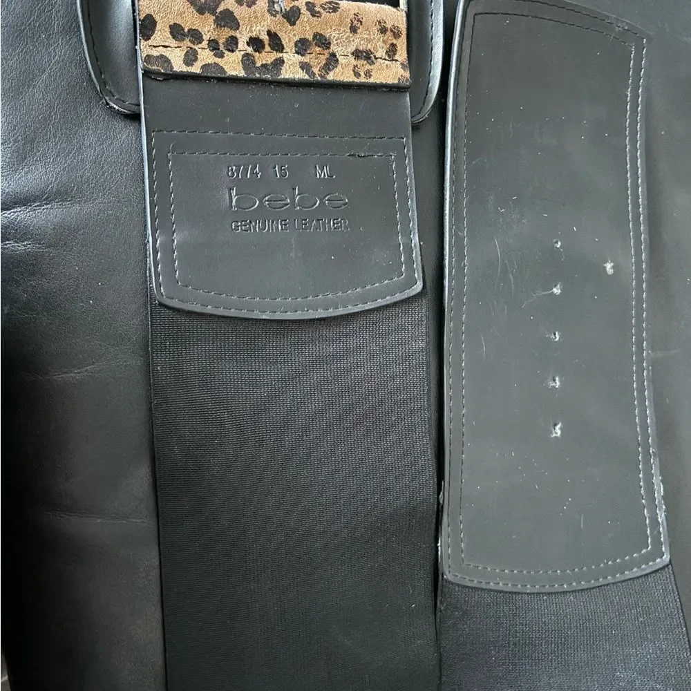 Bebe fur wide dress suit belt animal print tiger cheetah accessory leopard big